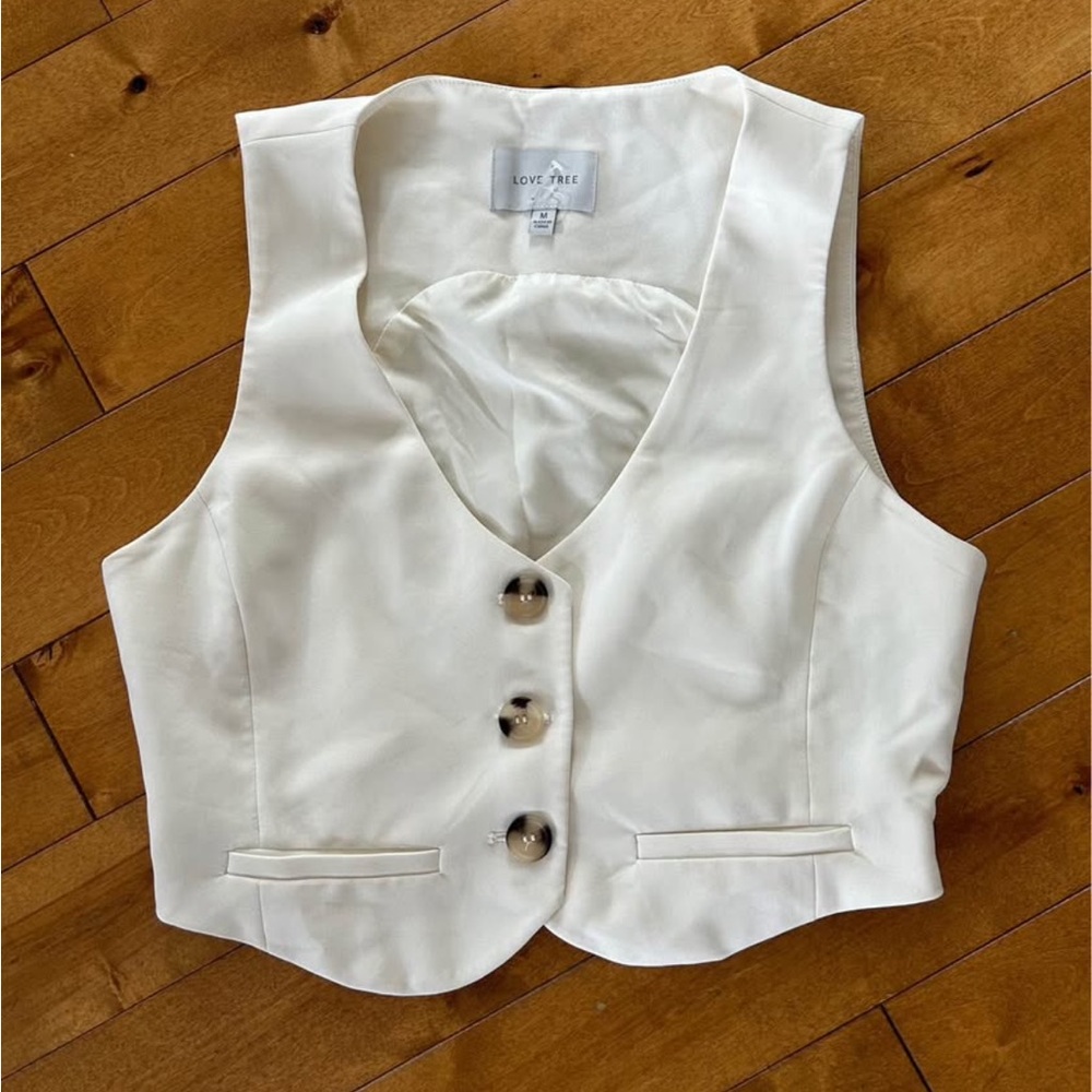 Cropped cream Buttoned Vest